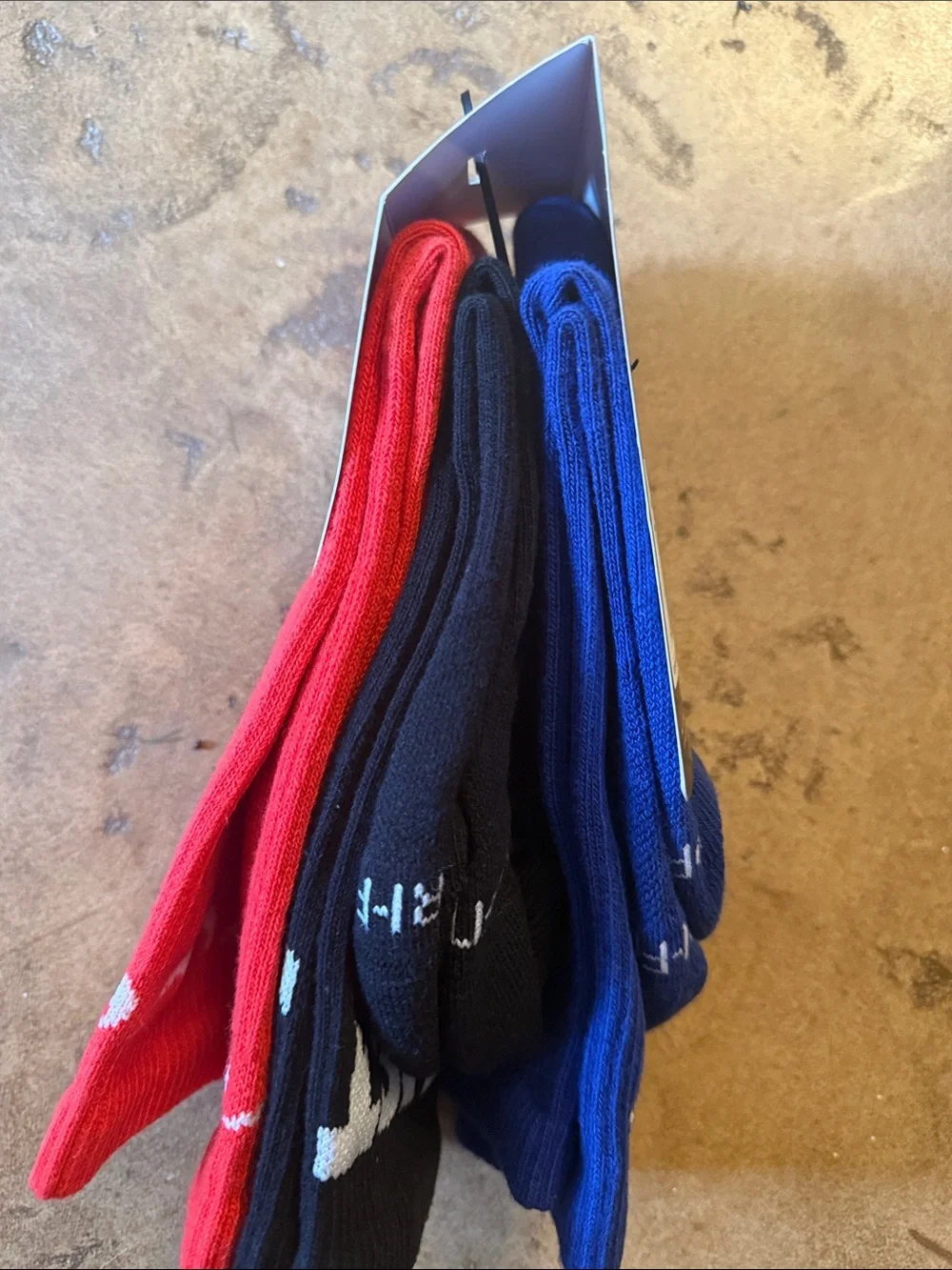 Nike Red Crew Athletic Socks with White & Blue Swoosh (3-Pack)